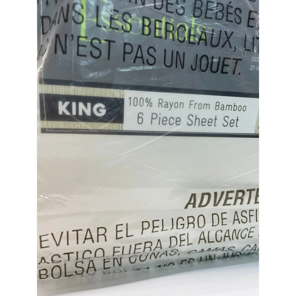 Layered Essentials 6 Piece Sheet Set King White NEW Rayon From Bamboo